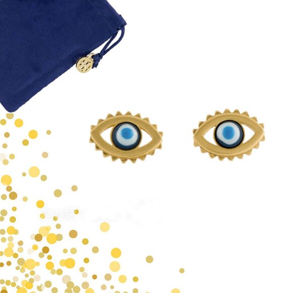 Tory Burch Resin Evil Eye Stud Earrings NWOT - Picture 1 of 6